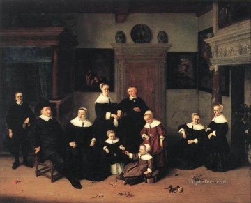 アドリアン ファン オスターデ Painting - 家族の肖像 オランダの風俗画家アドリアエン・ファン・オスターデ